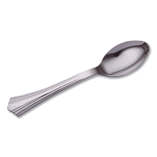 Heavyweight Plastic Spoons, Silver, 6 1/4", Reflections Design, 600/Carton
