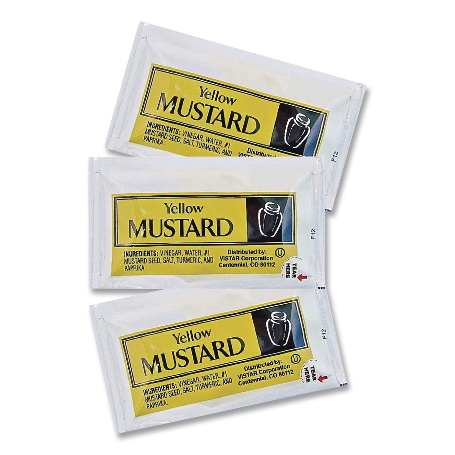 Condiment Packets, Mustard, 0.16 oz Packet, 200/Carton