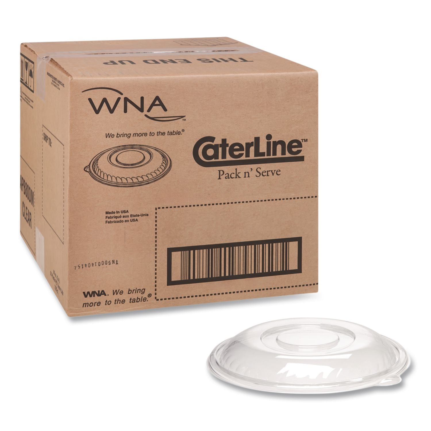 Caterline Pack n' Serve Plastic Lids, Dome Lid, 12" Diameter x 1.5"h, Clear, 25/Carton