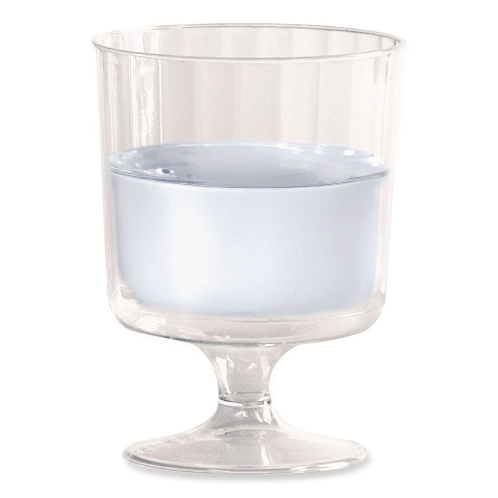 Classic Crystal Plastic Wine Glasses on Pedestals, 5 oz, Clear, Fluted, 10/Pack, 24 Packs/Carton