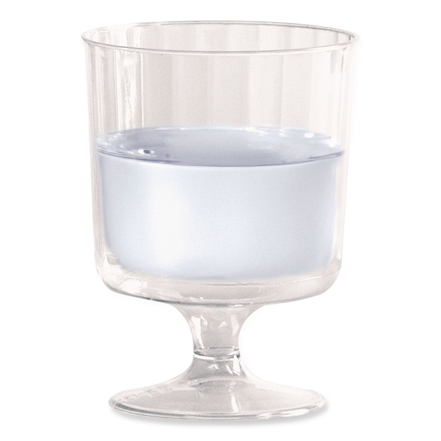Classic Crystal Plastic Wine Glasses on Pedestals, 5 oz, Clear, Fluted, 10/Pack, 24 Packs/Carton