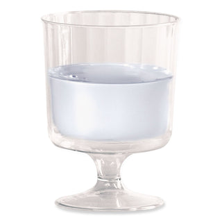 Classic Crystal Plastic Wine Glasses on Pedestals, 5 oz, Clear, Fluted, 10/Pack, 24 Packs/Carton
