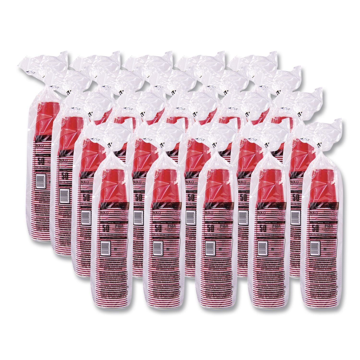 SOLO Party Plastic Cold Drink Cups, 16 oz, Red, 50/Bag, 20 Bags/Carton