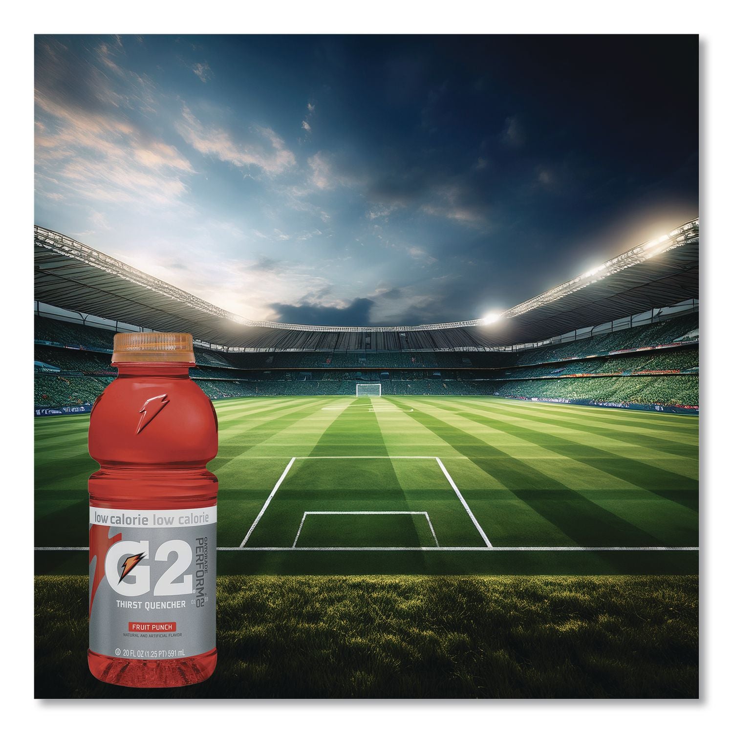 G2 Perform 02 Low-Calorie Thirst Quencher, Fruit Punch, 20 oz Bottle, 24/Carton