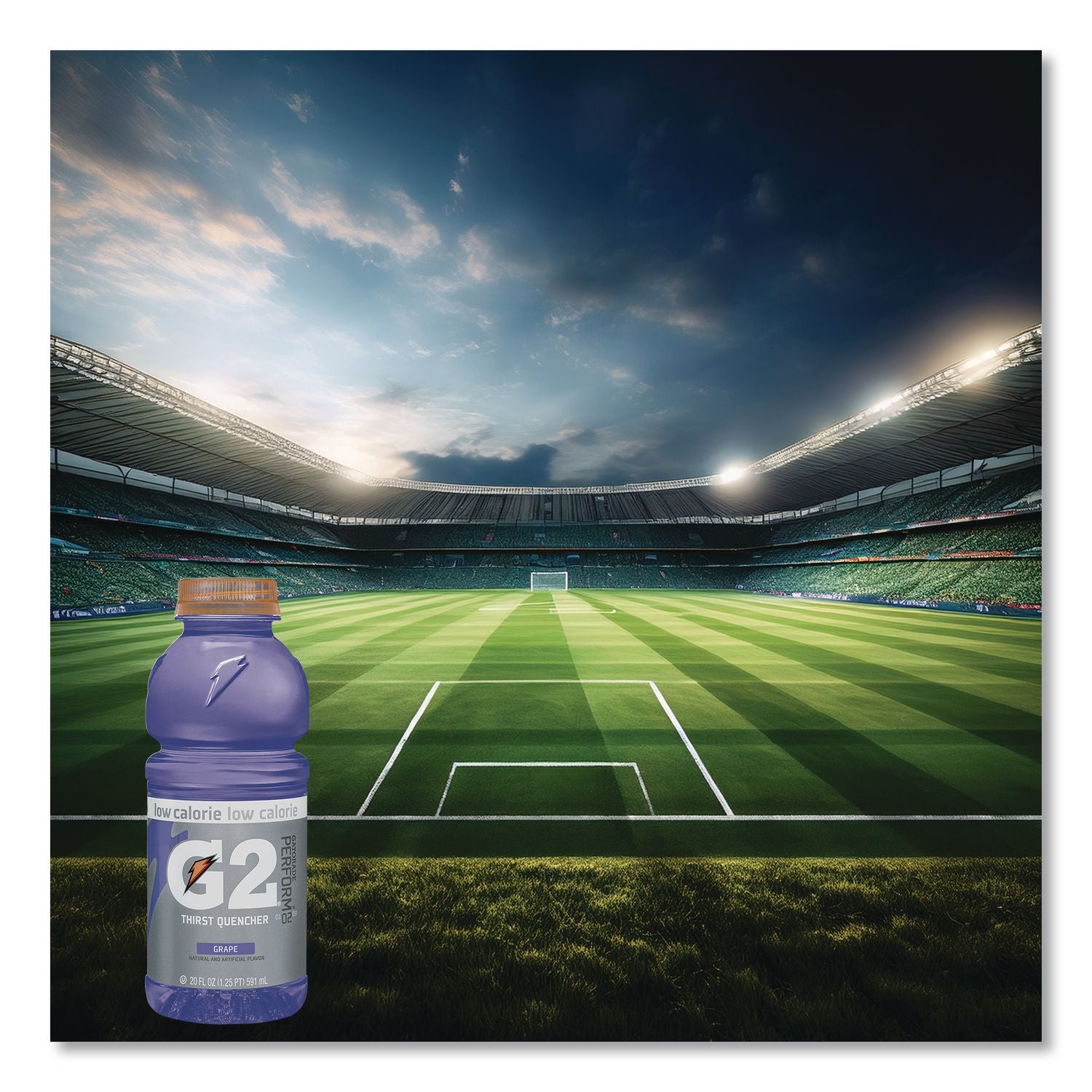 G2 Perform 02 Low-Calorie Thirst Quencher, Grape, 20 oz Bottle, 24/Carton