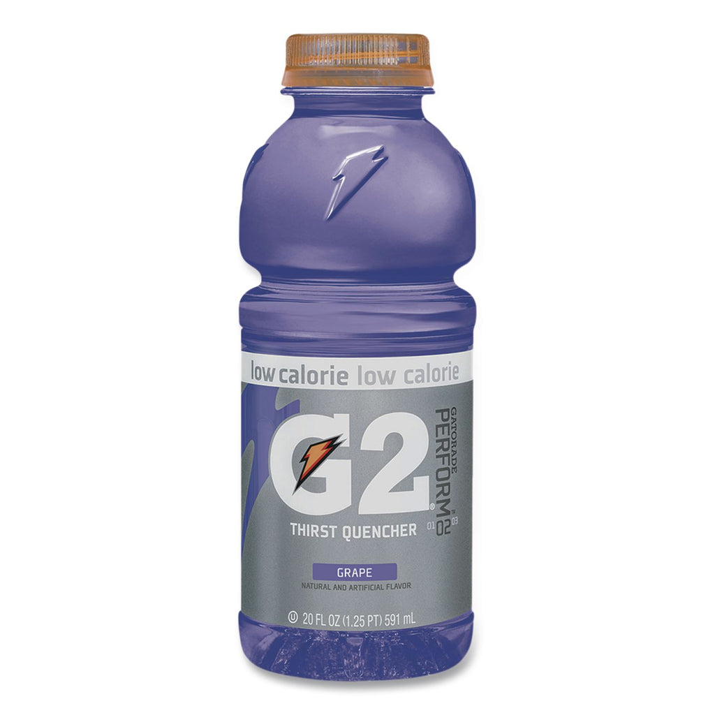 G2 Perform 02 Low-Calorie Thirst Quencher, Grape, 20 oz Bottle, 24/Carton