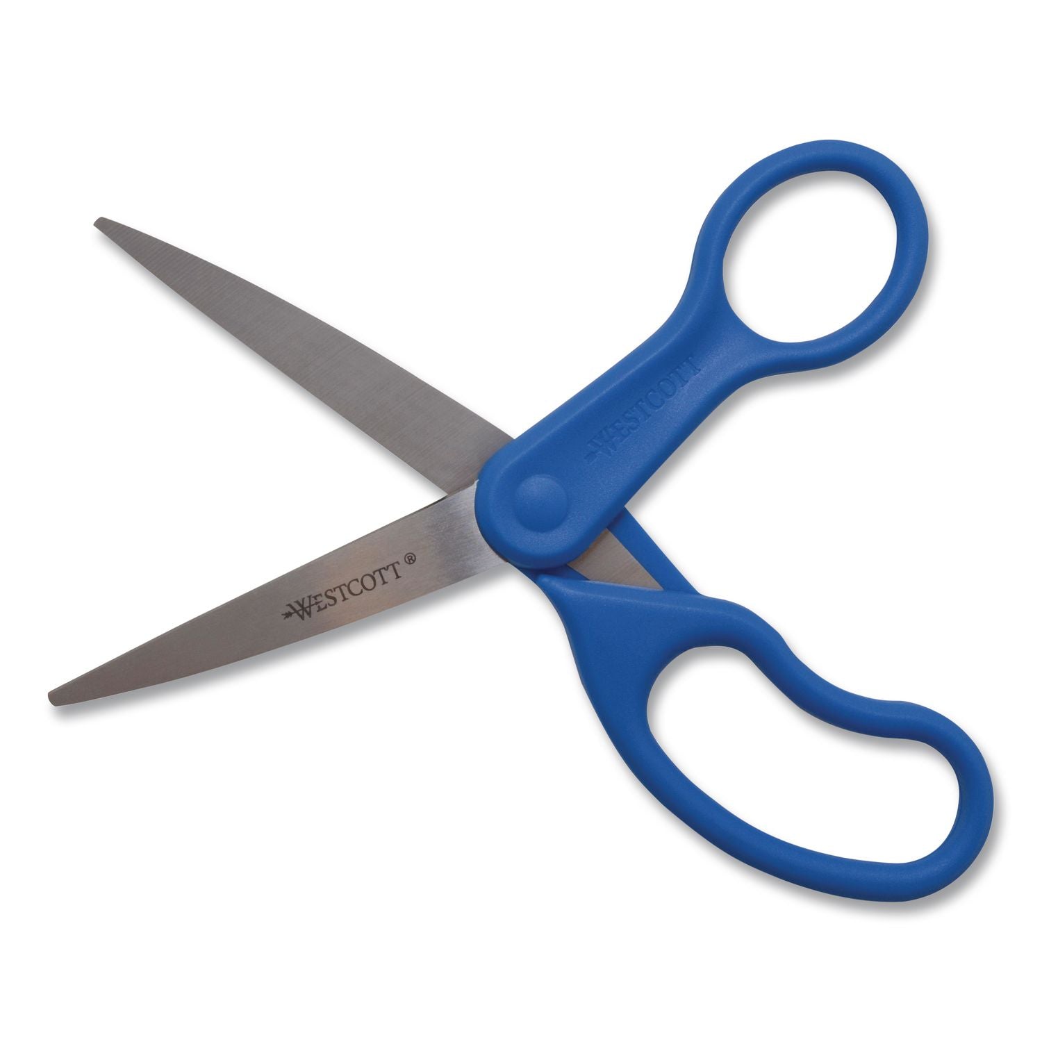 Preferred Line Stainless Steel Scissors, 8" Long, 3.5" Cut Length, Blue Straight Handle