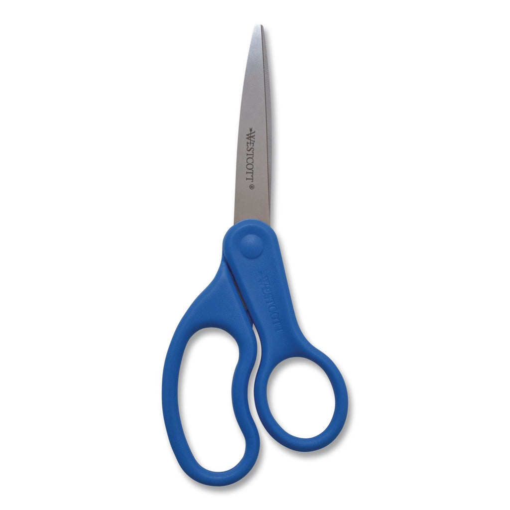 Preferred Line Stainless Steel Scissors, 8" Long, 3.5" Cut Length, Blue Straight Handle