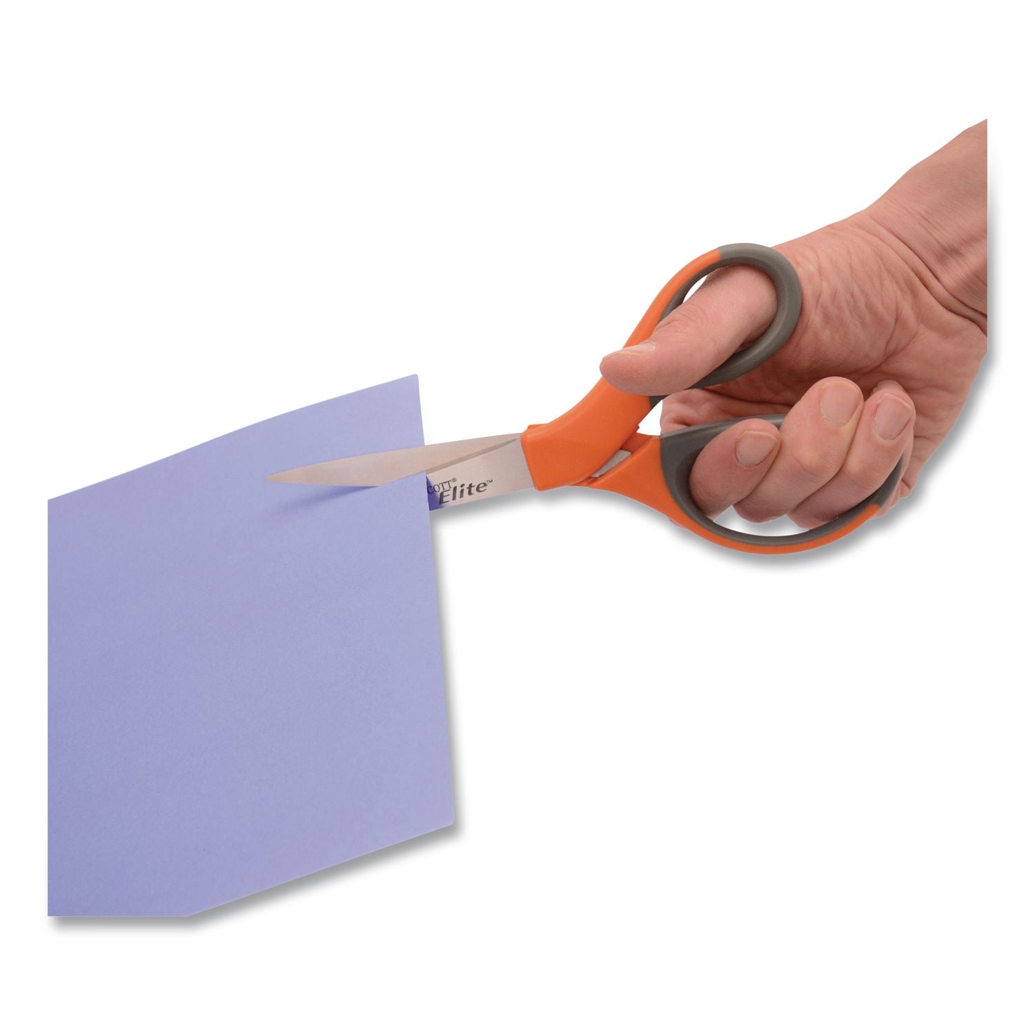 Elite Series Stainless Steel Shears, 8" Long, 3.5" Cut Length, Orange Straight Handle