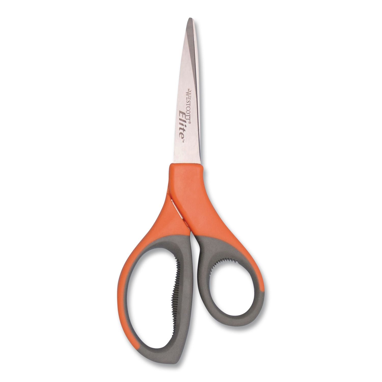 Elite Series Stainless Steel Shears, 8" Long, 3.5" Cut Length, Orange Straight Handle