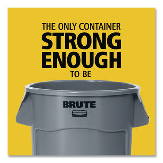 Brute Container with Lid, 32 gal, Plastic, Gray