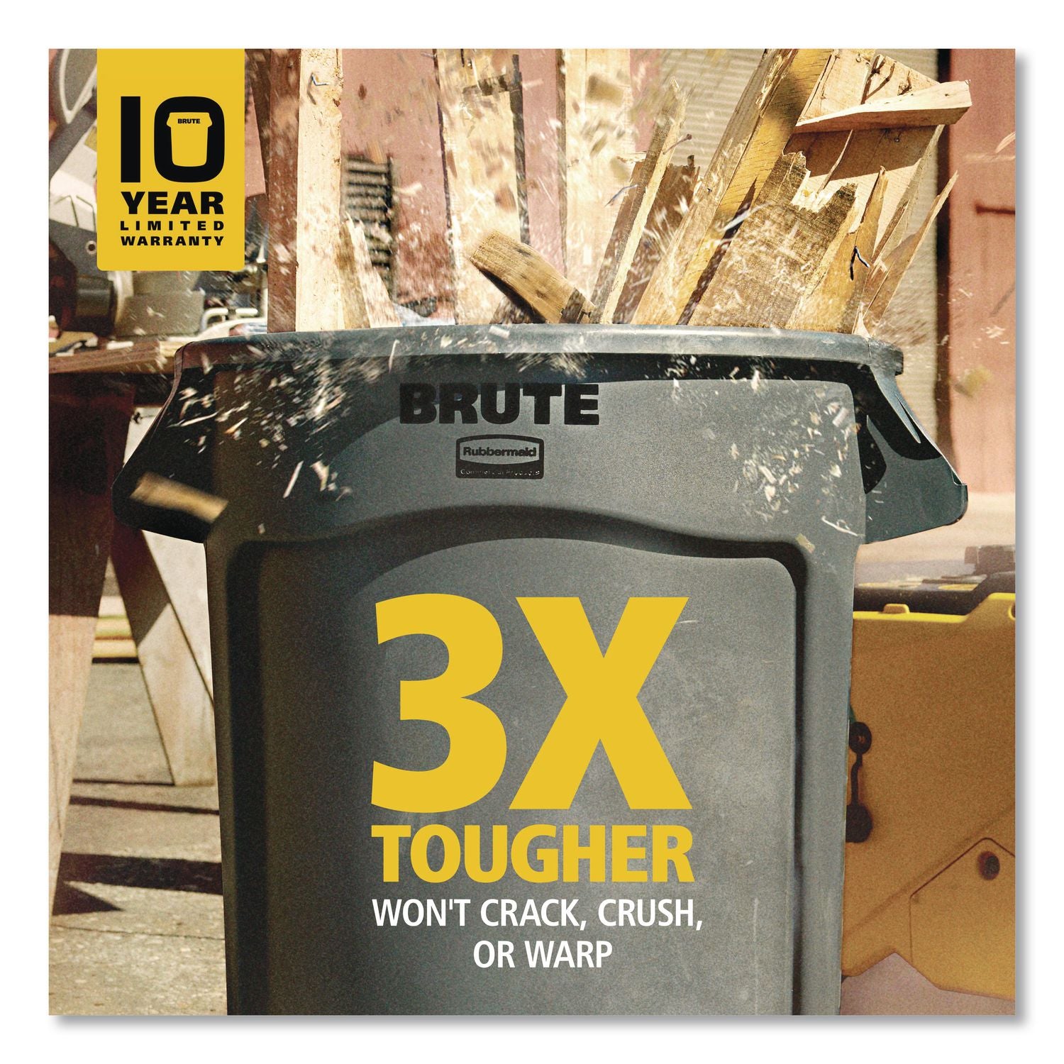 Vented Round Brute Container, 32 gal, Plastic, Dark Green