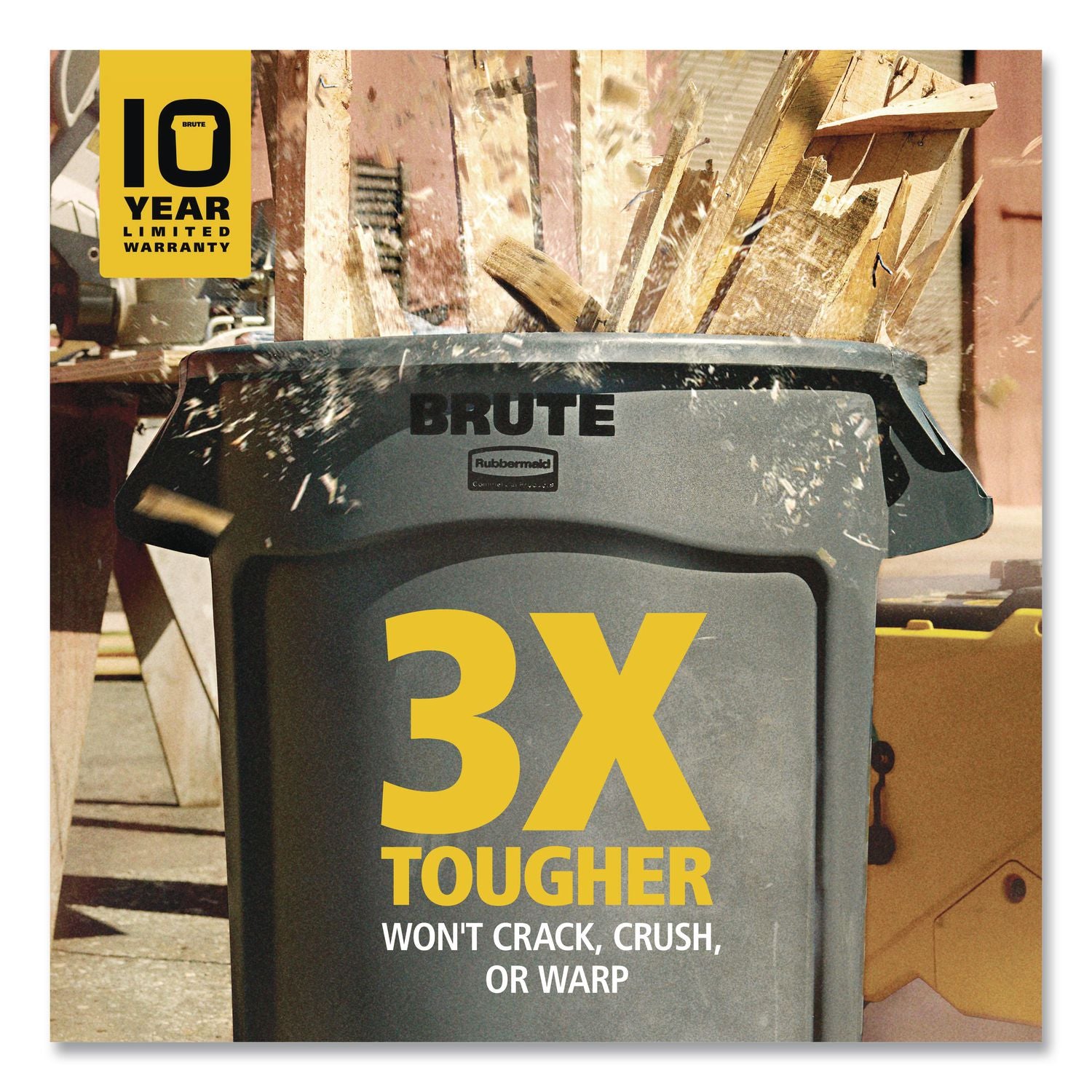 Vented Round Brute Container, 32 gal, Plastic, Blue