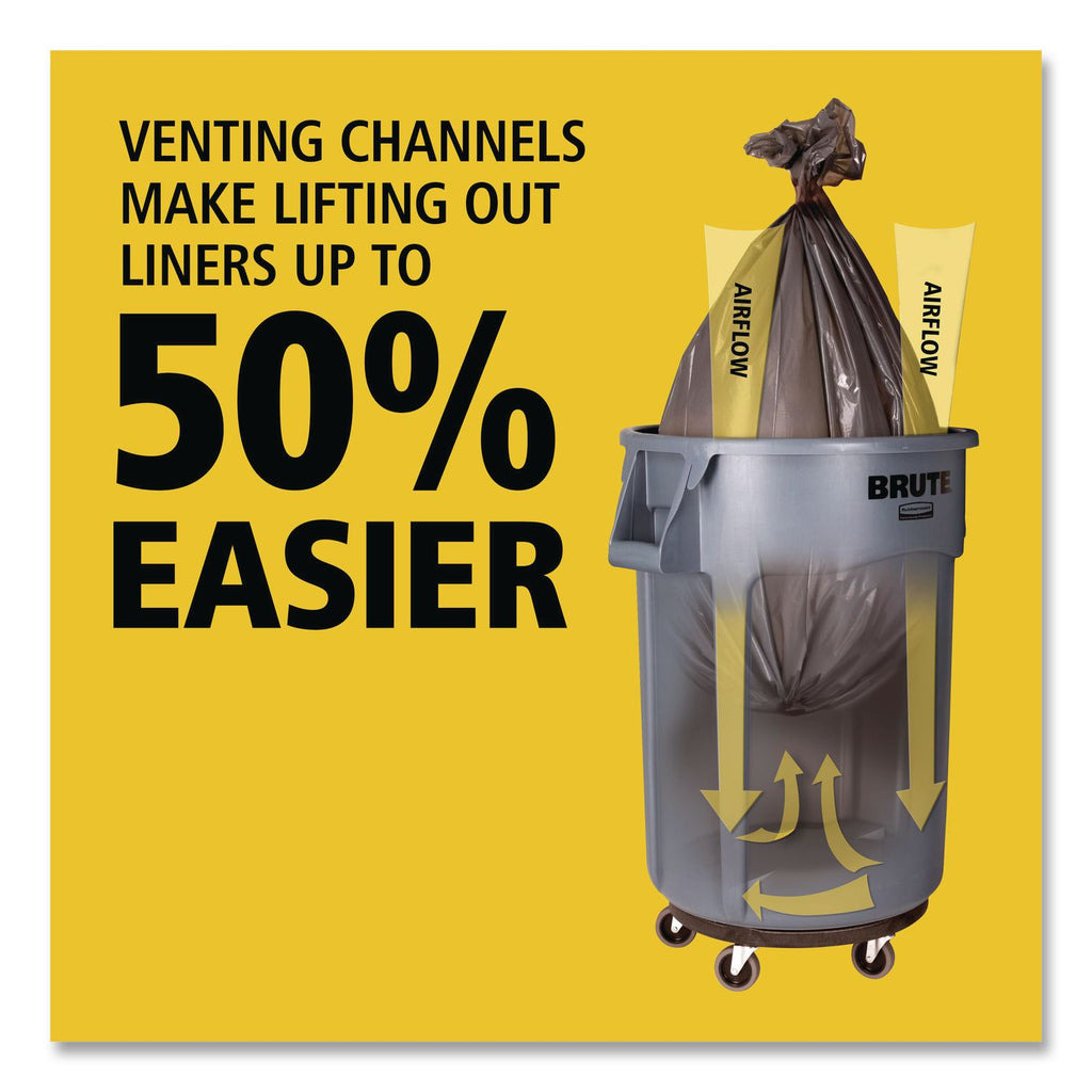 Vented Round Brute Container, 32 gal, Plastic, Blue
