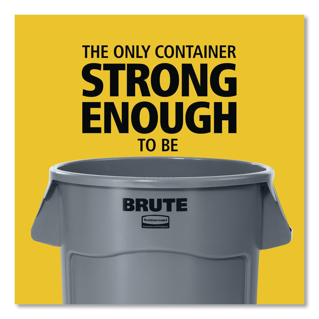Vented Round Brute Container, 32 gal, Plastic, Yellow
