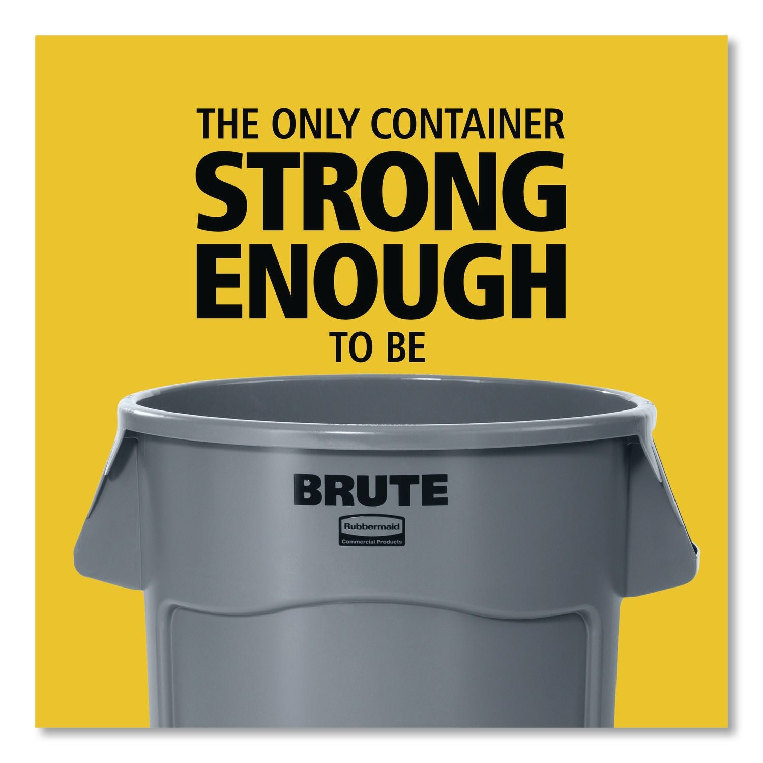 Vented Round Brute Container, 32 gal, Plastic, Yellow