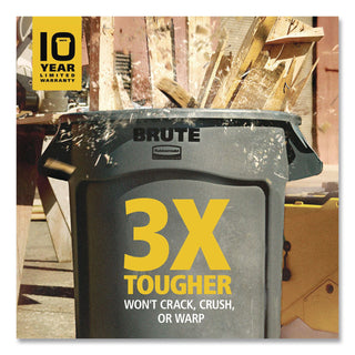 Vented Round Brute Container, 44 gal, Plastic, Blue