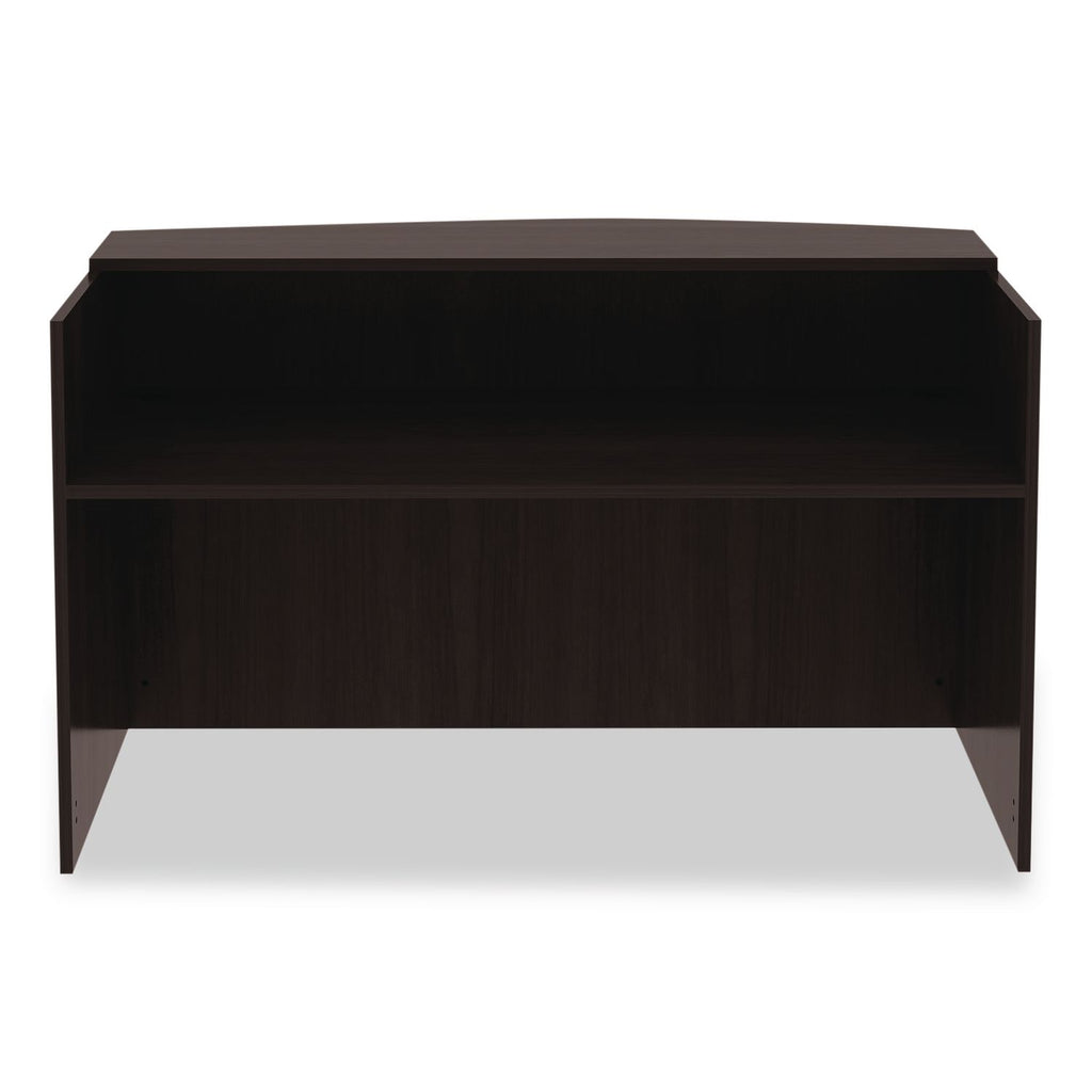 Alera Valencia Series Reception Desk with Transaction Counter, 71" x 35.5" x 29.5" to 42.5", Espresso