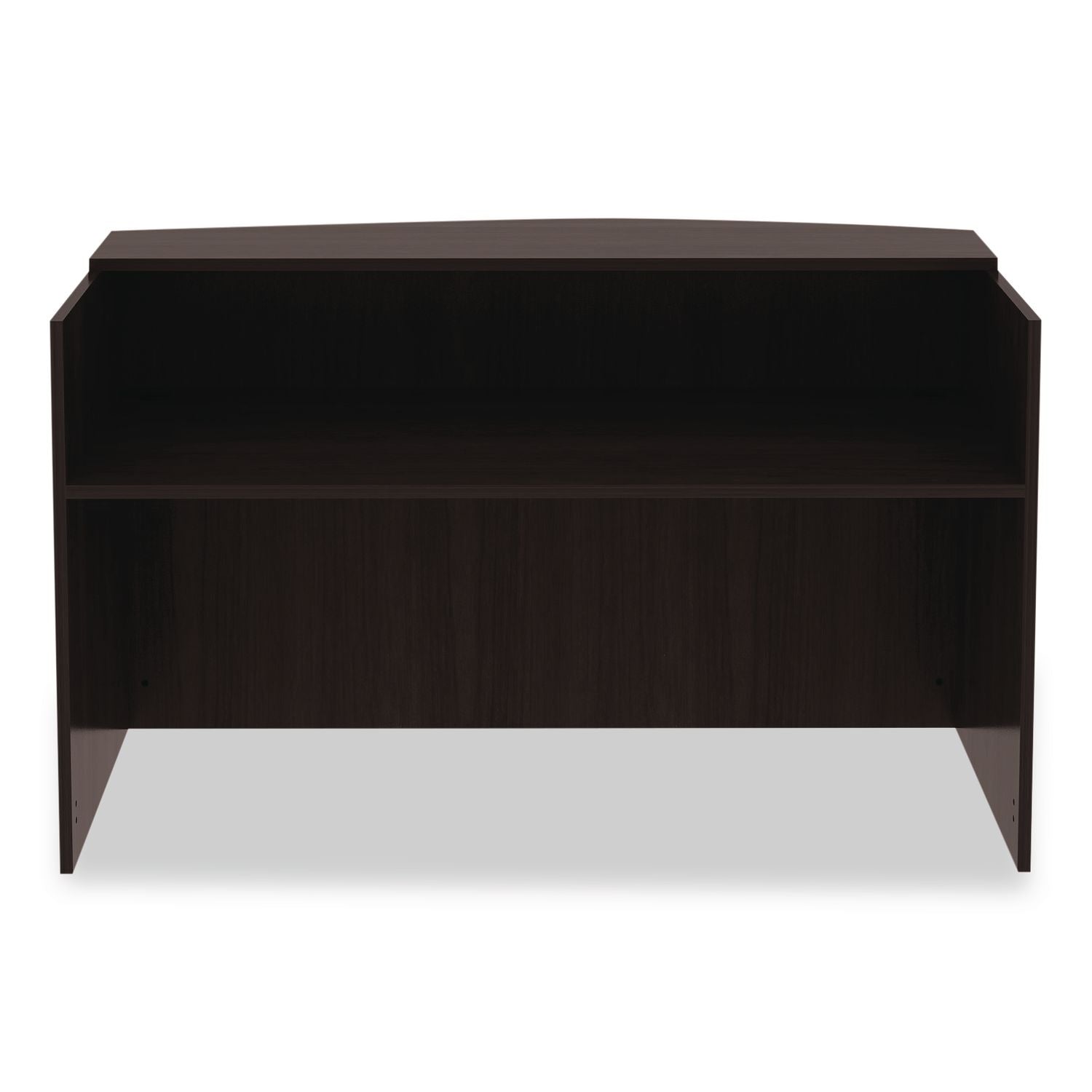 Alera Valencia Series Reception Desk with Transaction Counter, 71" x 35.5" x 29.5" to 42.5", Espresso