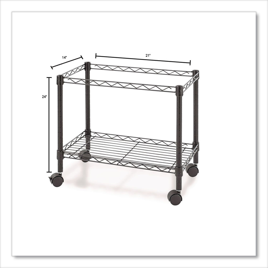 One-Tier File Cart for Side-to-Side Filing, Metal, 1 Shelf, 1 Bin, 24" x 14" x 21", Black