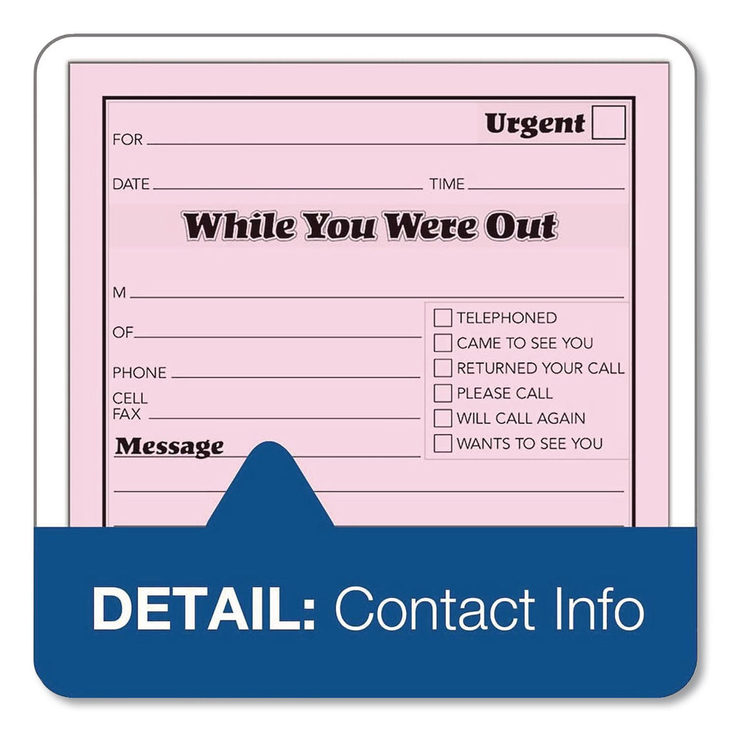 Pink Message Pad, One-Part (No Copies), 4.25 x 5.5, 50 Forms/Pad, 12 Pads/Pack