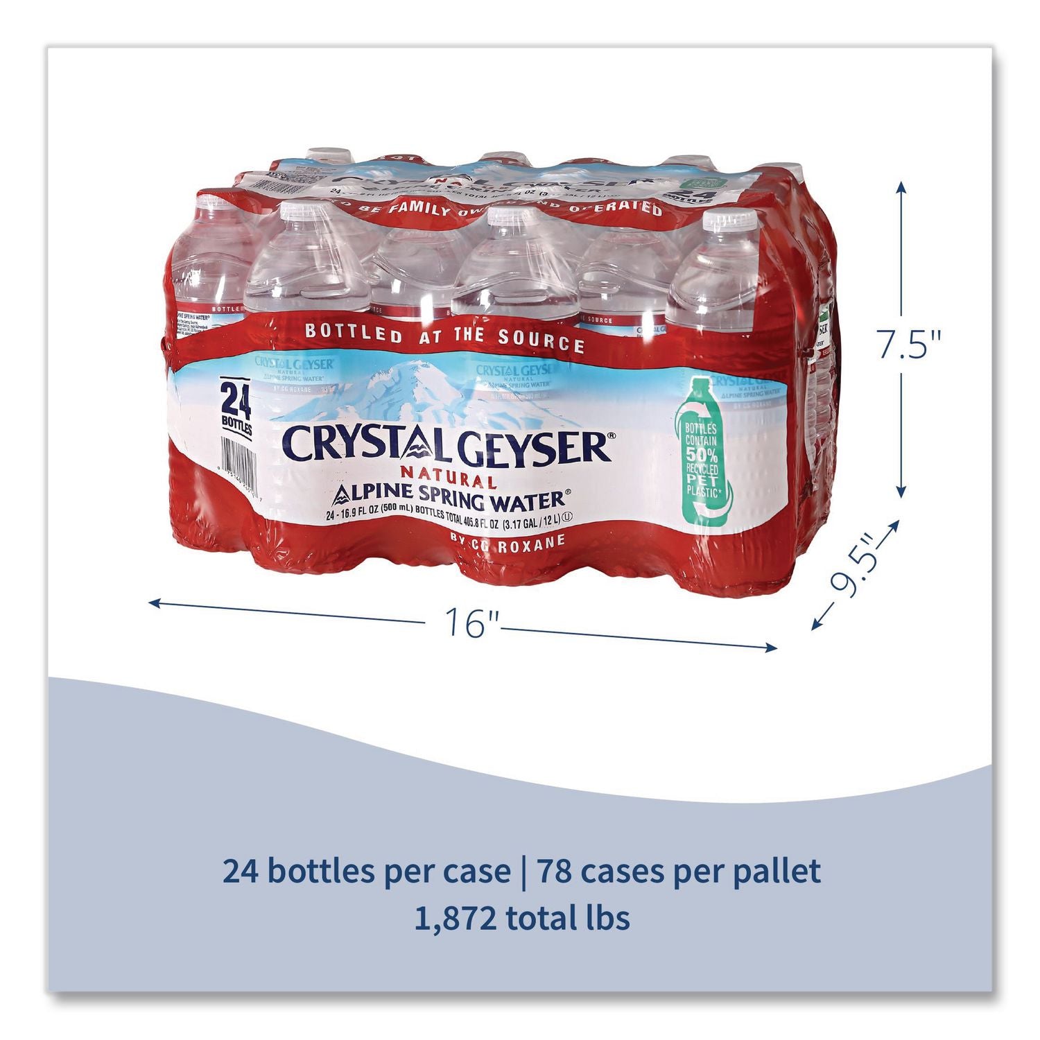 Alpine Spring Water, 16.9 oz Bottle, 24/Carton