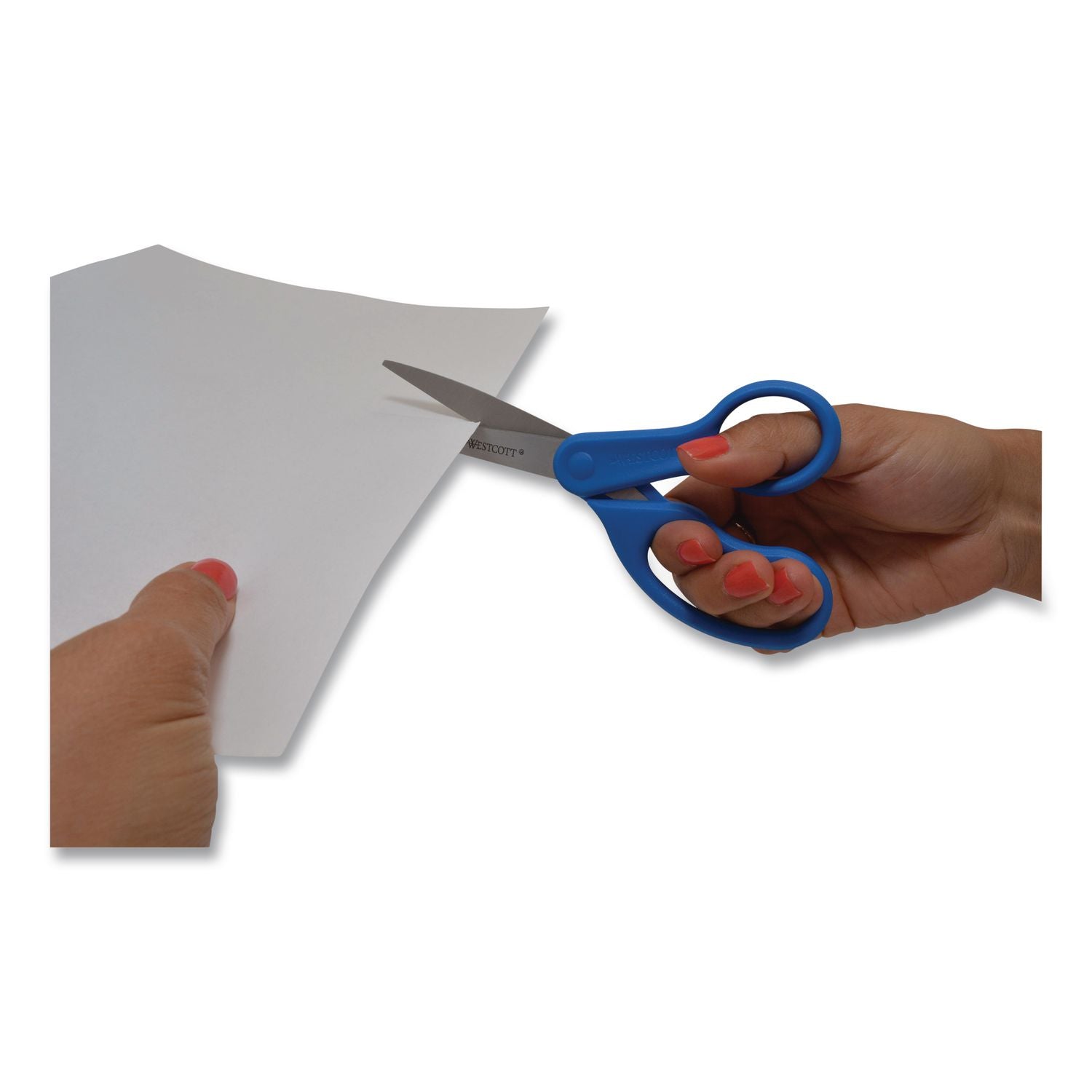 Preferred Line Stainless Steel Scissors, 8" Long, 3.5" Cut Length, Blue Straight Handle