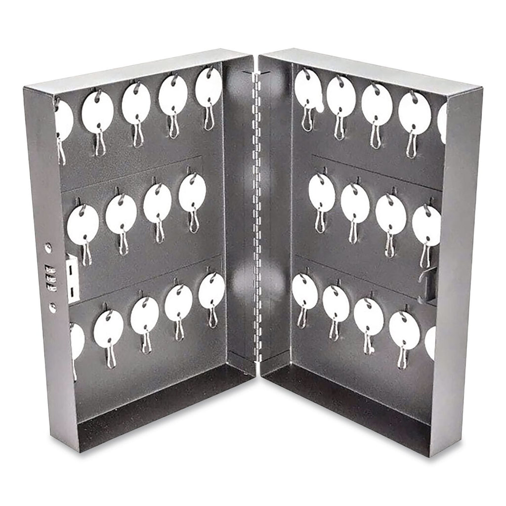 Combination Lockable Key Cabinet, 28-Key, Metal, Black, 7.75 x 3.25 x 11.5