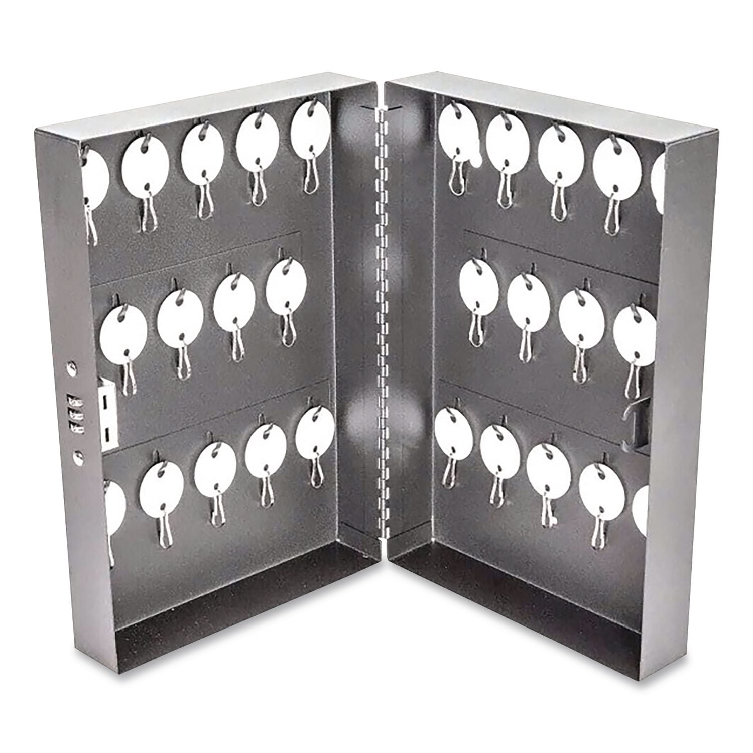 Combination Lockable Key Cabinet, 28-Key, Metal, Black, 7.75 x 3.25 x 11.5