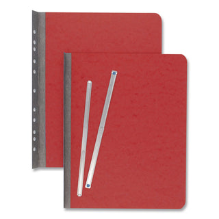 Pressboard Report Cover with Tyvek Reinforced Hinge, Two-Piece Prong Fastener, 2" Capacity, 8.5 x 14, Red/Red