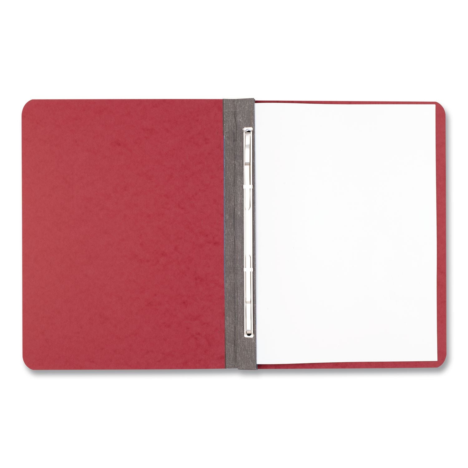 Pressboard Report Cover with Tyvek Reinforced Hinge, Two-Piece Prong Fastener, 2" Capacity, 8.5 x 14, Red/Red