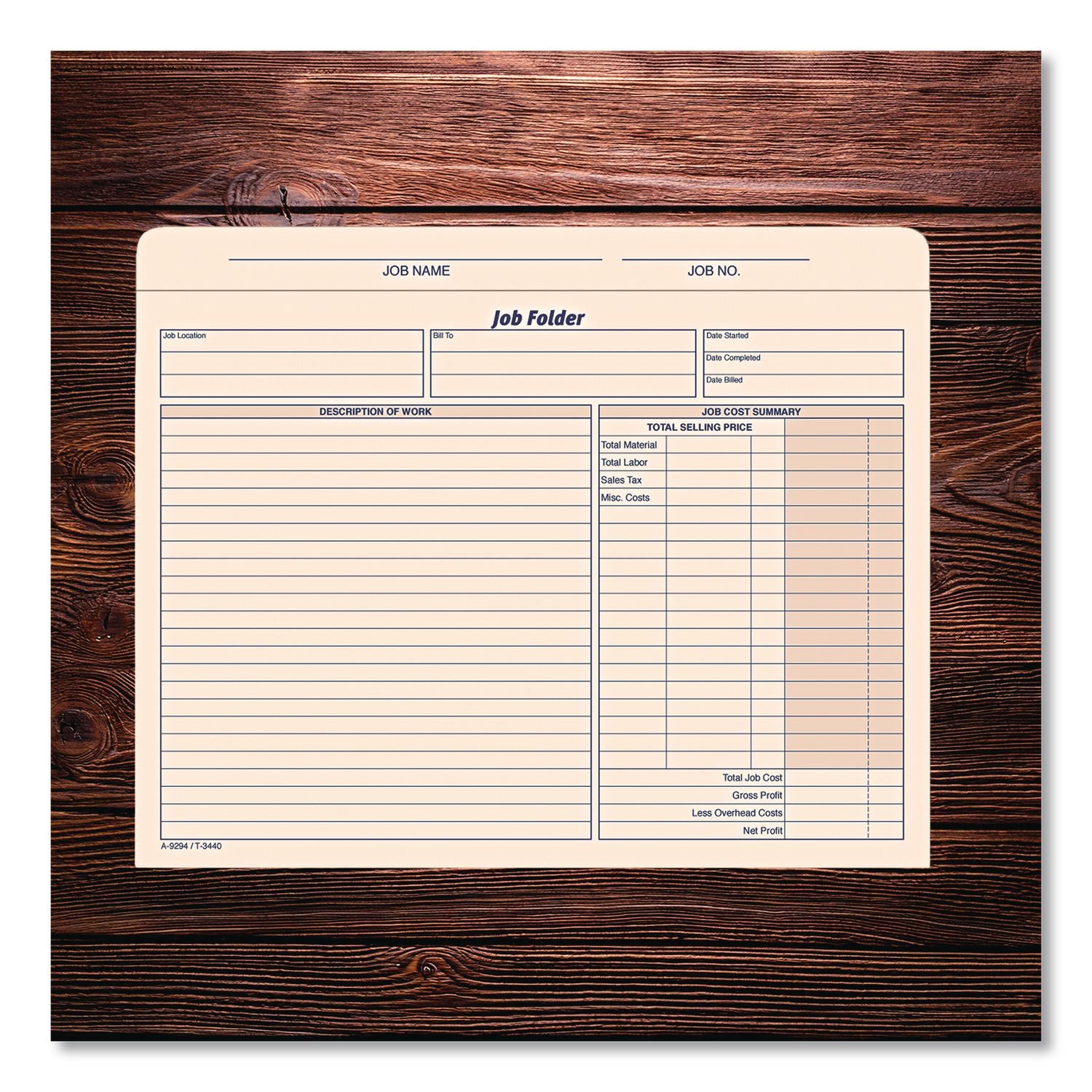 Job Folder, Straight Tabs, Letter Size, Manila, 20/Pack