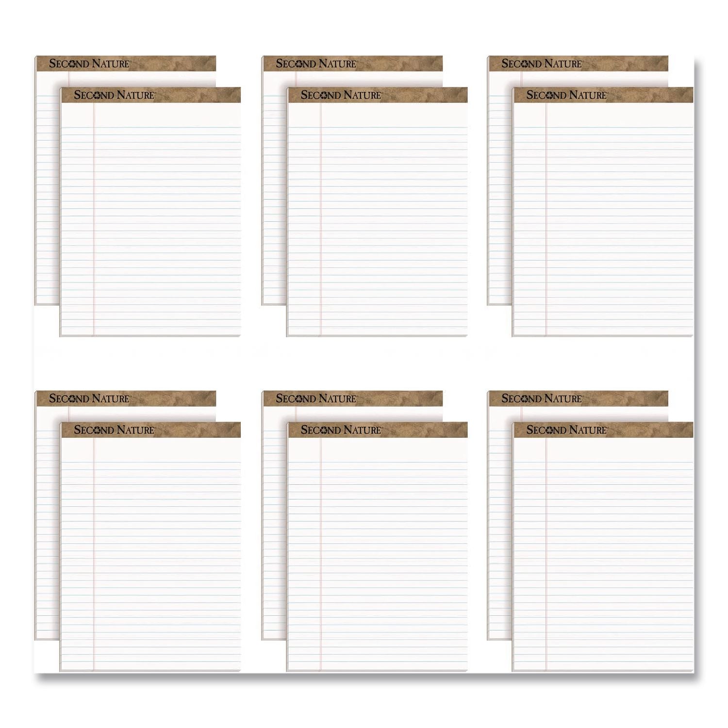Second Nature Recycled Ruled Pads, Wide/Legal Rule, 50 White 8.5 x 11.75 Sheets, Dozen