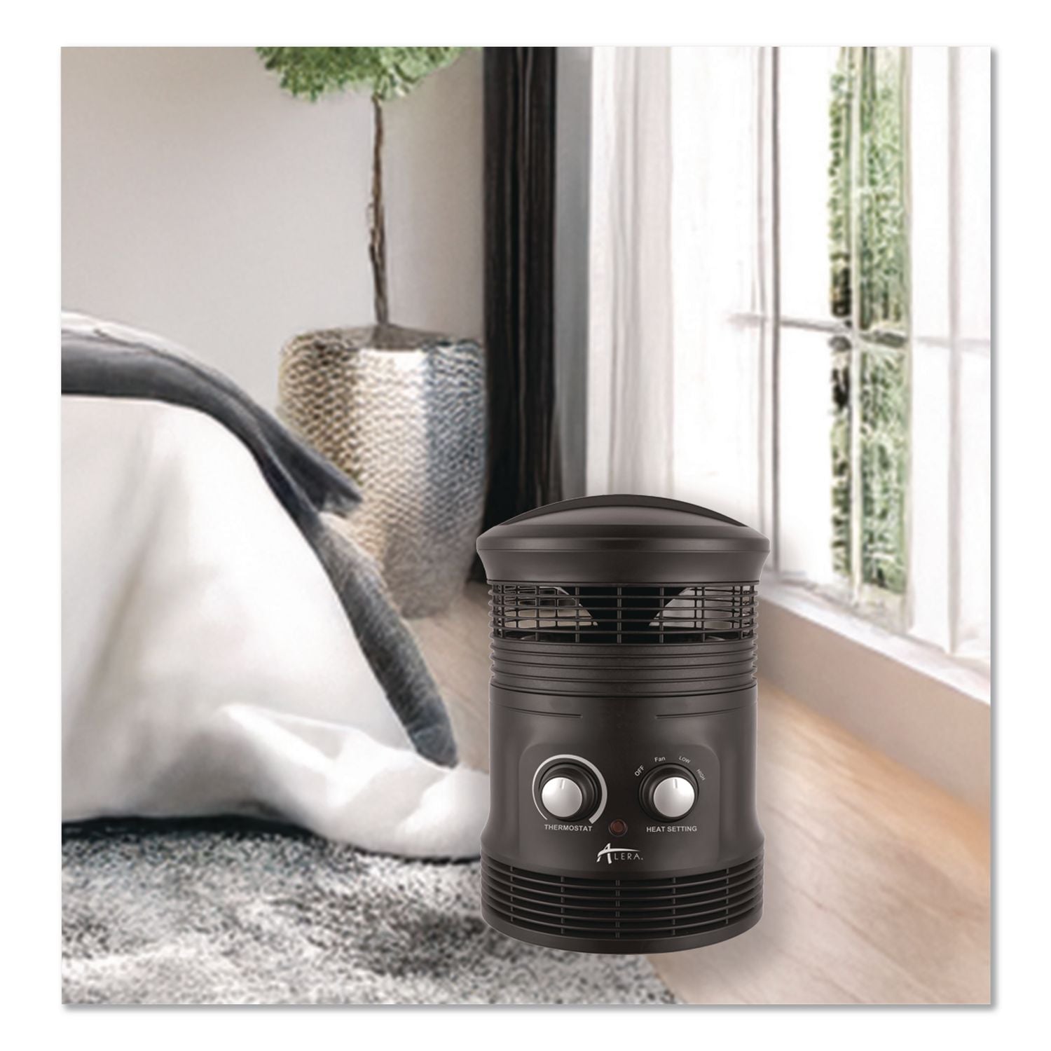 360 Deg Circular Fan Forced Heater, 750 W, 8 x 8 x 12, Black