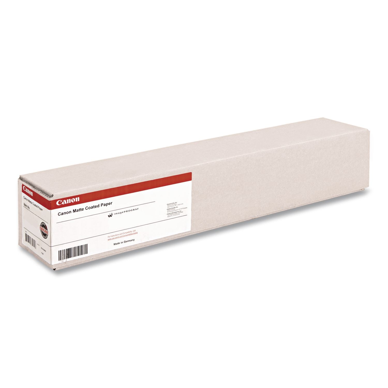 Matte Coated Paper Roll, 2" Core, 8 mil, 24" x 100 ft, Matte White
