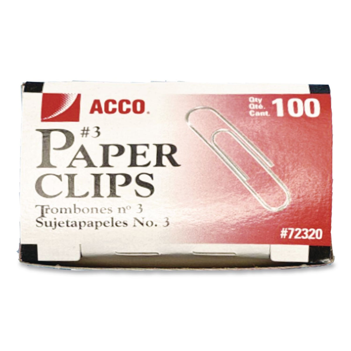 Paper Clips, #3, Smooth, Silver, 100 Clips/Box, 10 Boxes/Pack