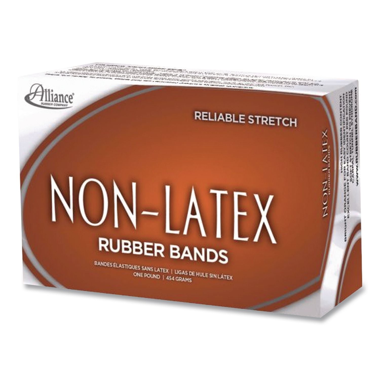 Non-Latex Rubber Bands, Size 117B, 0.04" Gauge, Orange, 1 lb Box, 250/Box