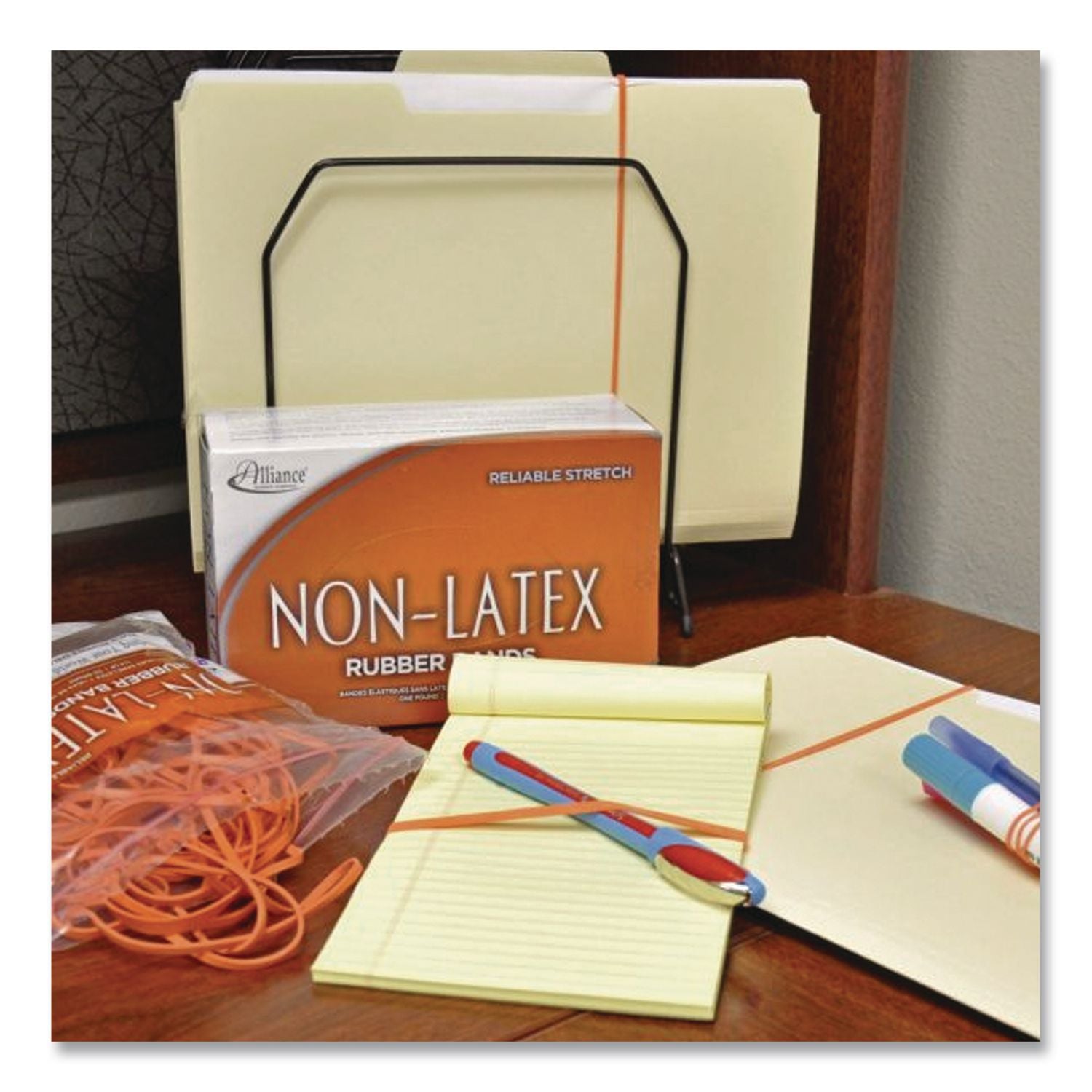 Non-Latex Rubber Bands, Size 64, 0.04" Gauge, Orange, 1 lb Box, 380/Box