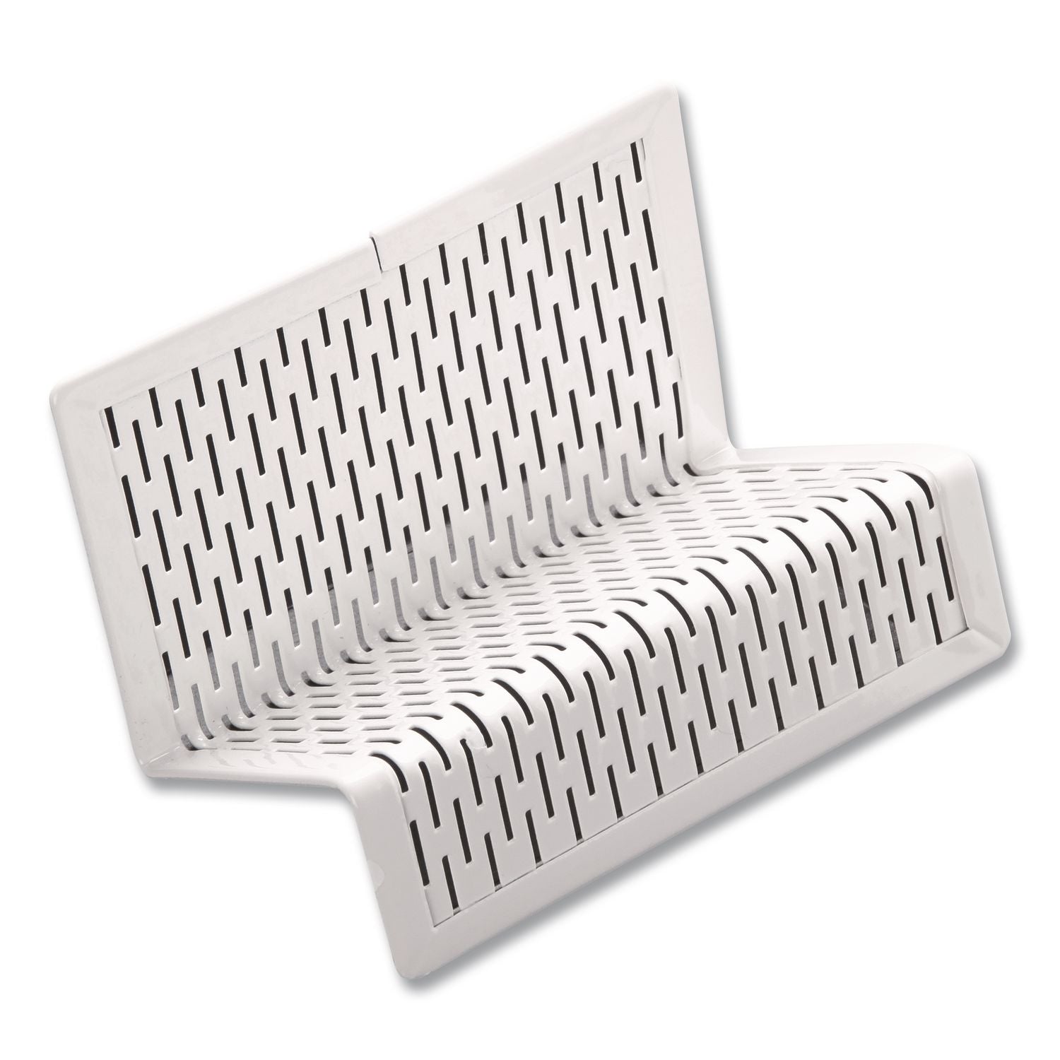 Urban Collection Punched Metal Business Card Holder, Holds 50 2 x 3.5 Cards, Perforated Steel, White