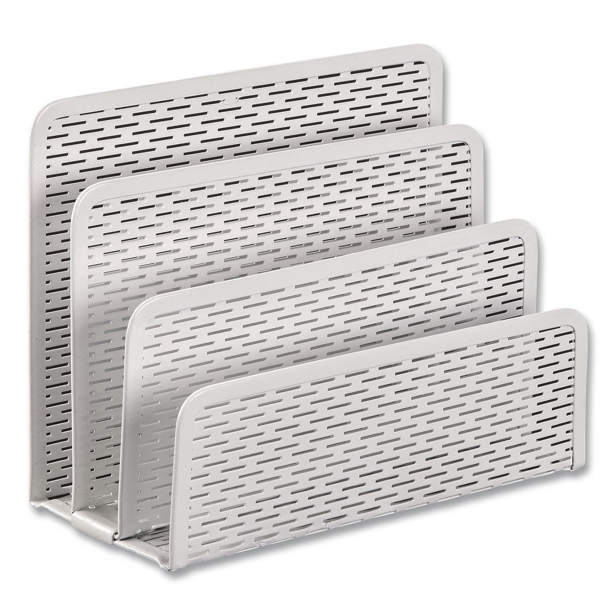 Urban Collection Punched Metal Letter Sorter, 3 Sections, DL to A6 Size Files, 6.5" x 3.25" x 5.5", White