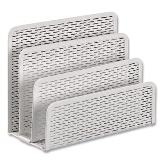 Urban Collection Punched Metal Letter Sorter, 3 Sections, DL to A6 Size Files, 6.5" x 3.25" x 5.5", White