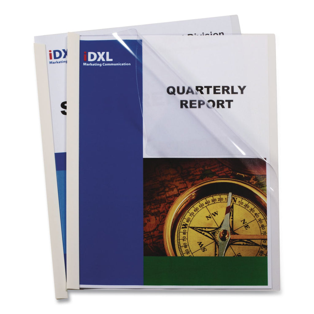 Vinyl Report Covers with Binding Bars, 0.13" Capacity, 8.5 x 11, Clear/Clear, 50/Box
