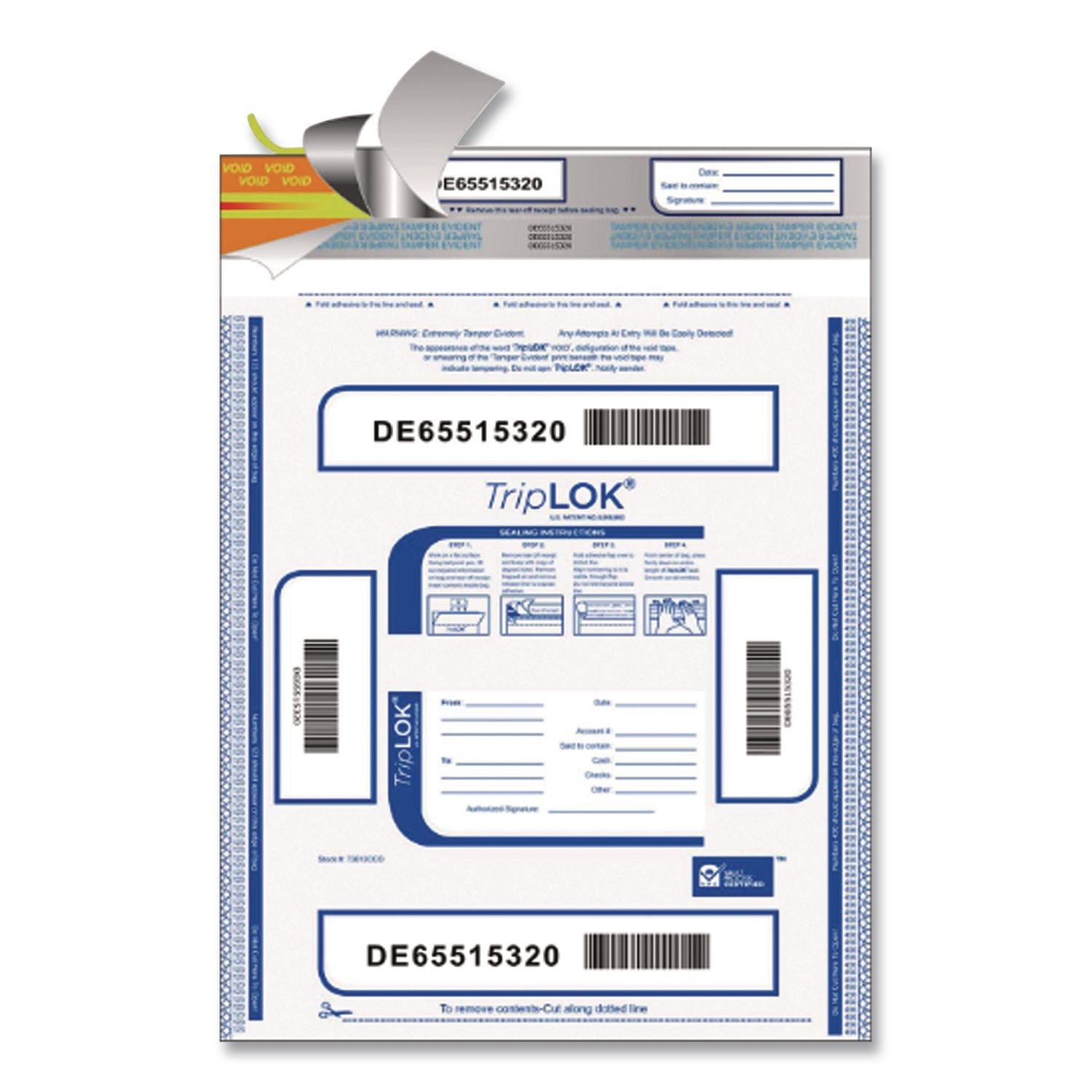 Deposit Bag, Plastic, 12 x 16, White, 100/Pack