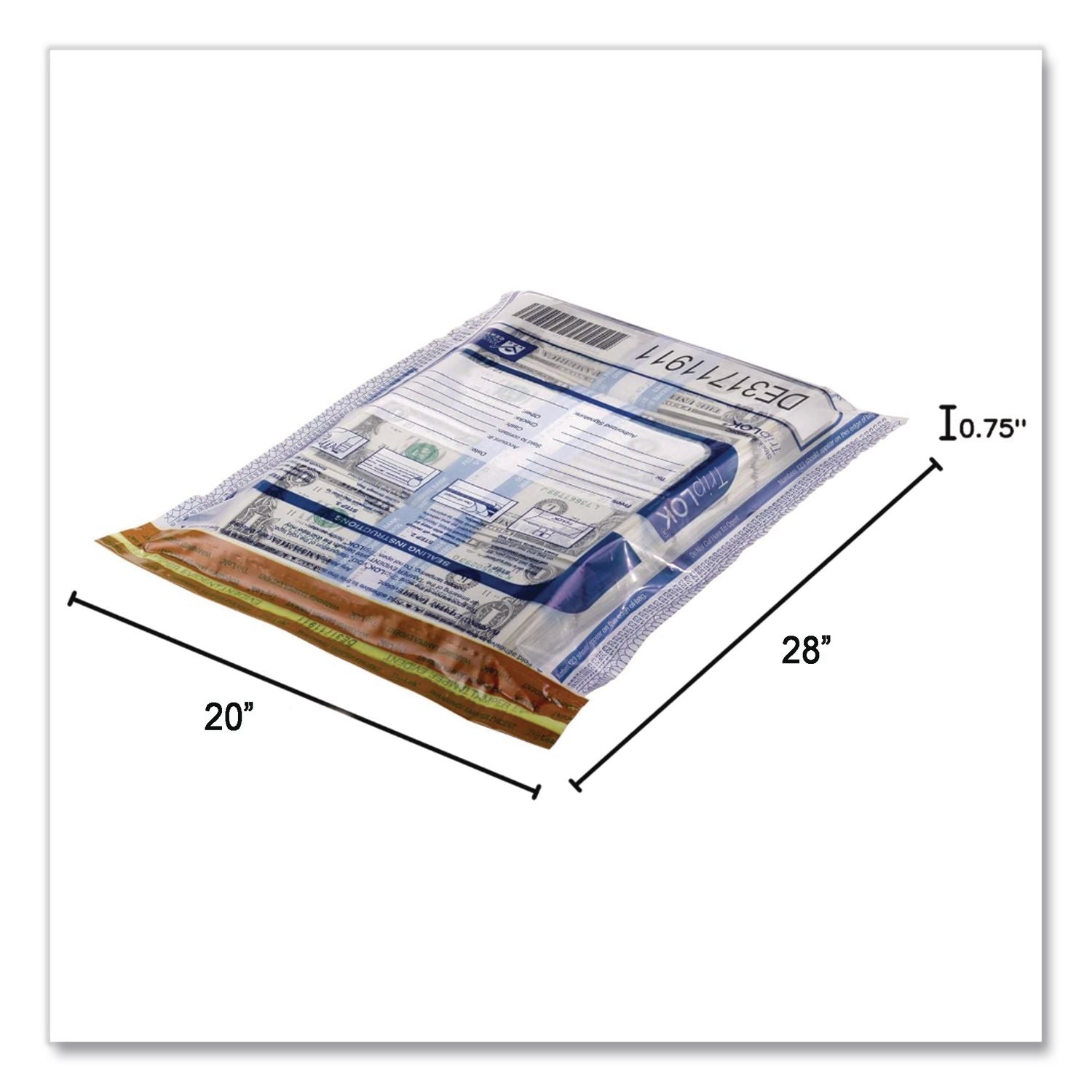 Deposit Bag, Plastic, 4 mil, 20 x 28, Clear, 50/Pack
