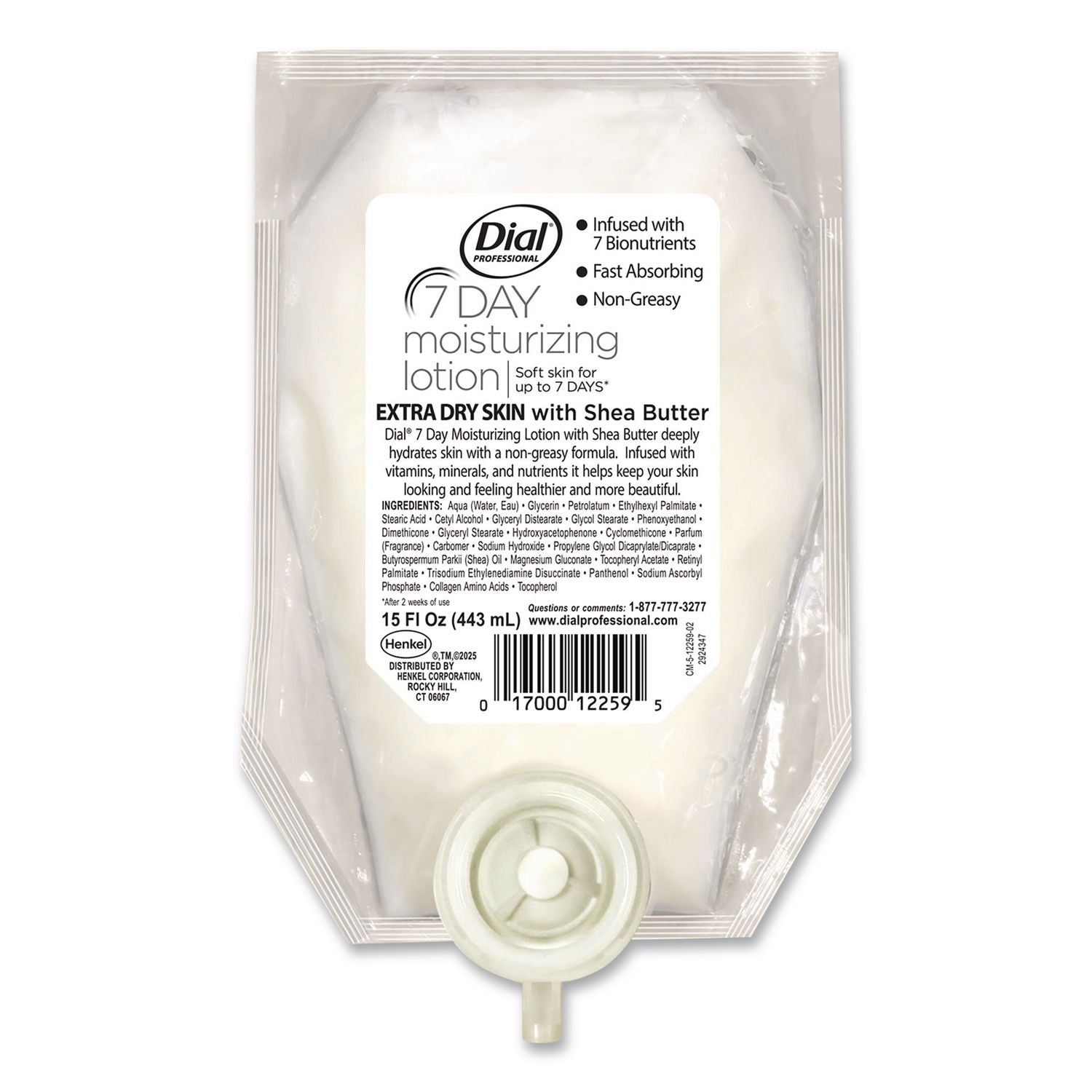7-Day Moisturizing Lotion for Versa Dispenser, 15 oz, Refill Pouch