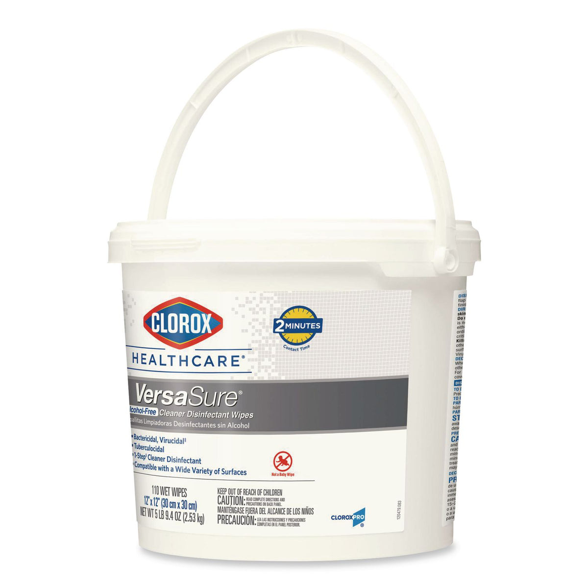 VersaSure Cleaner Disinfectant Wipes, 1-Ply, 12 x 12, Fragranced, White, 110/Bucket, 2 Buckets/Carton
