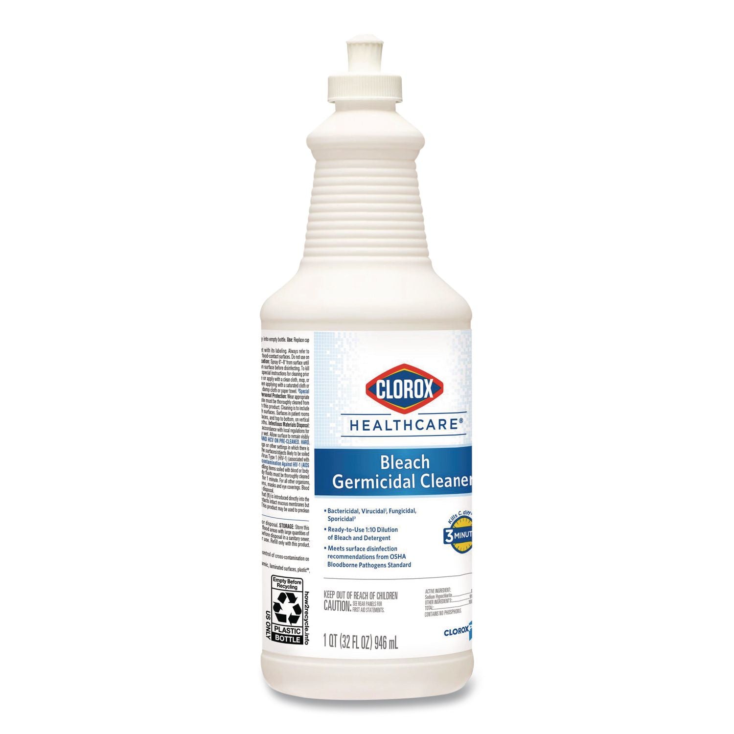 Bleach Germicidal Cleaner, 32 oz Pull-Top Bottle, 6/Carton