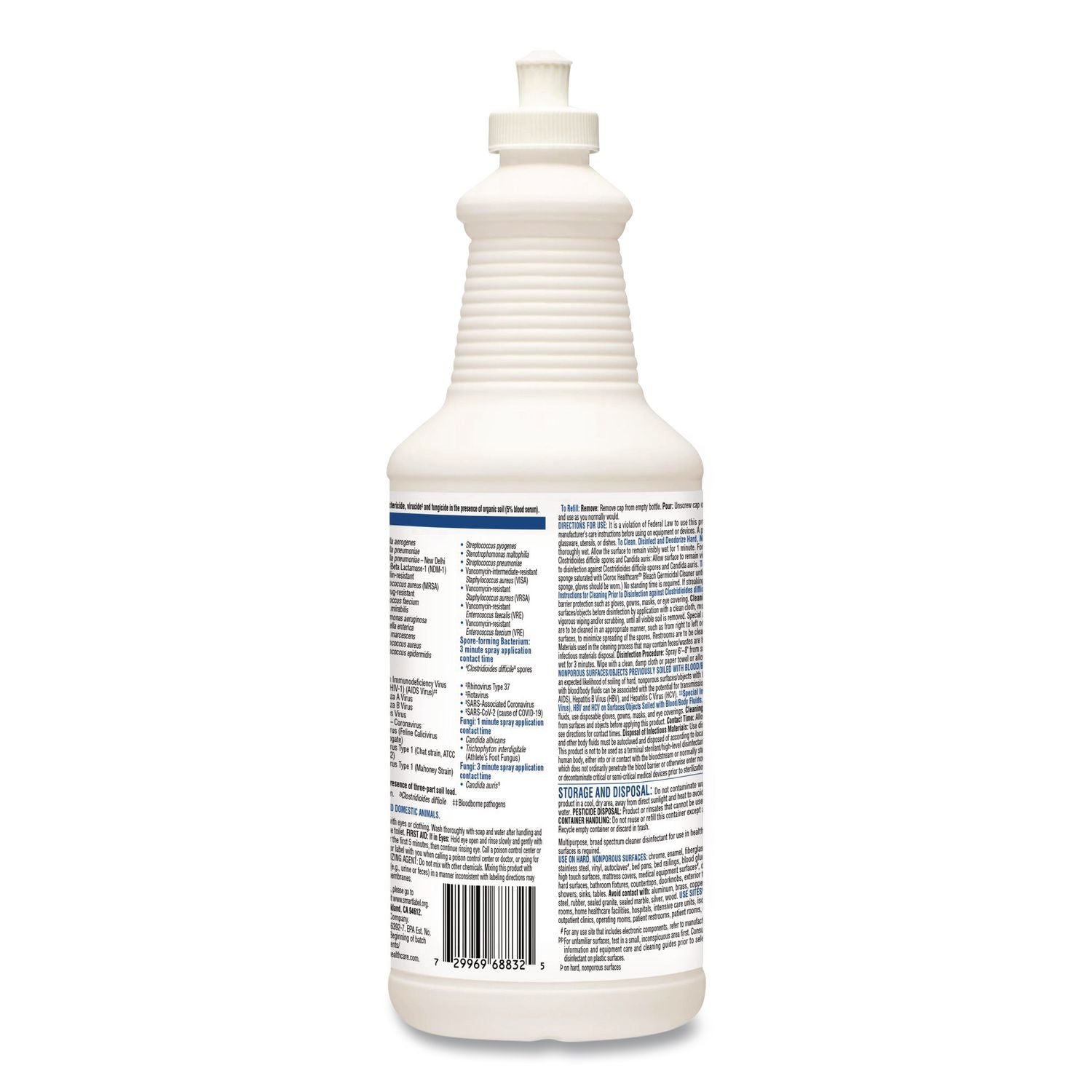 Bleach Germicidal Cleaner, 32 oz Pull-Top Bottle, 6/Carton
