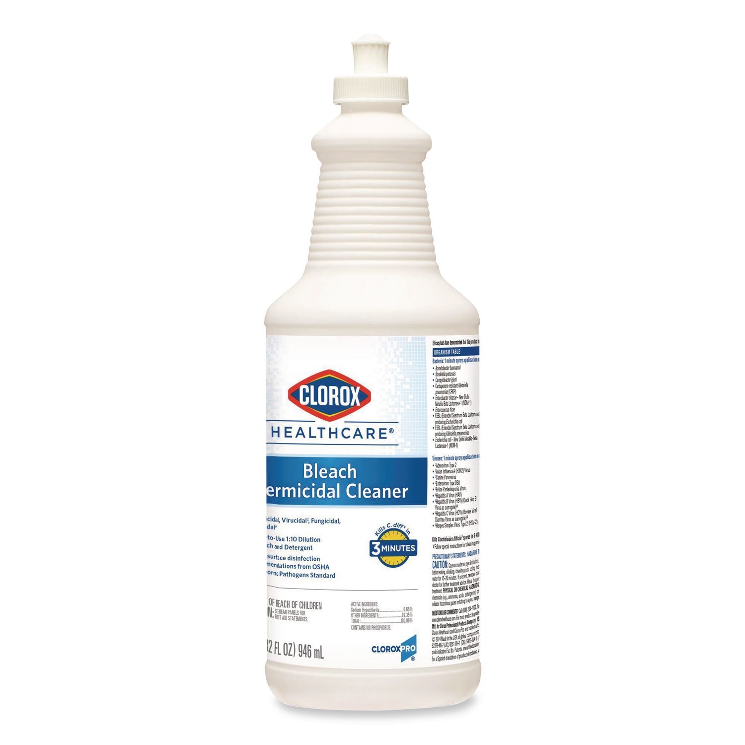 Bleach Germicidal Cleaner, 32 oz Pull-Top Bottle, 6/Carton