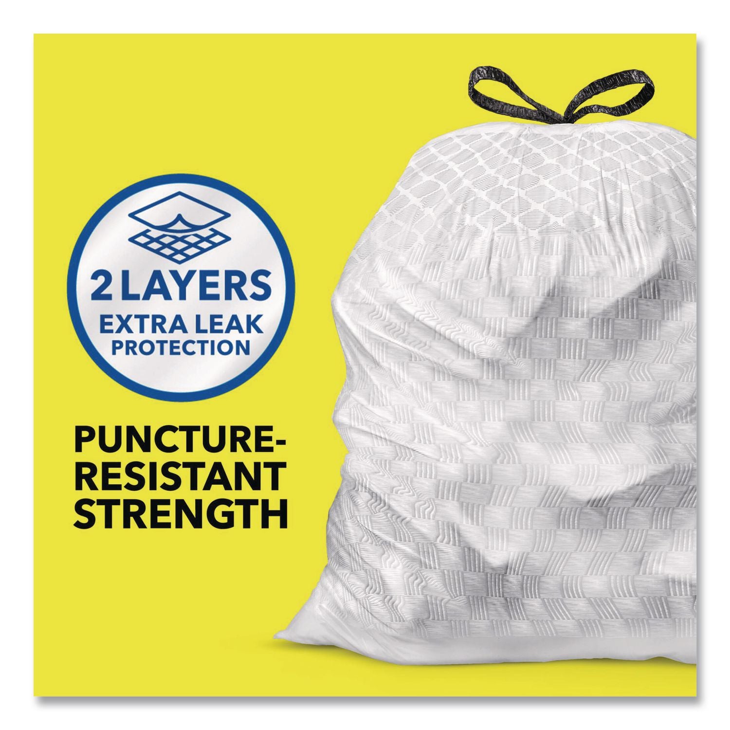 OdorShield Tall Kitchen Drawstring Bags, 13 gal, 0.78 mil, 24" x 27.38", White, 40 Bags/Box, 6 Boxes/Carton